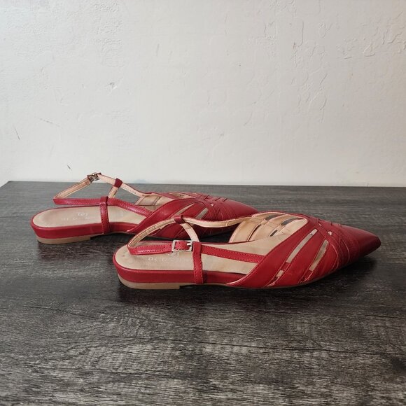 Women's Heels Genuine Leather Slingback Red Size French 40 - Picture 4 of 10